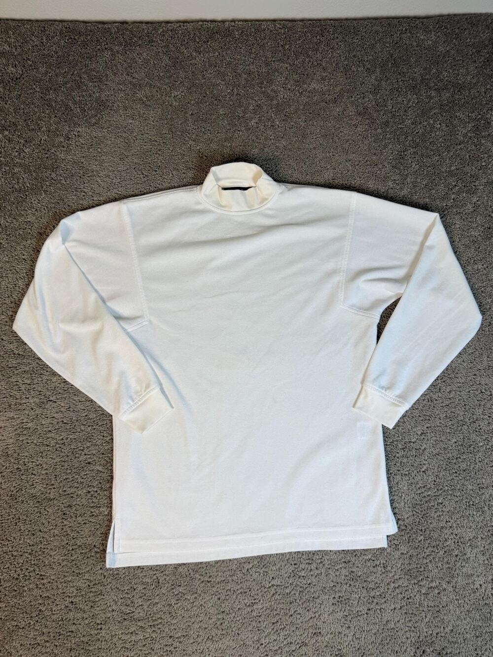 FootJoy Pullover Mens M White Mock Neck Sweatshirt Polyester Lycra Breathable